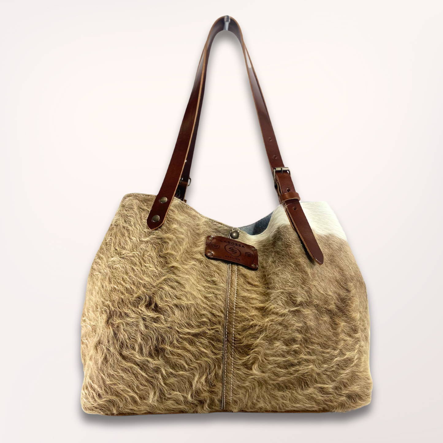 BROWN SWISS NATURAL COWHIDE TOTE BAG #13/072