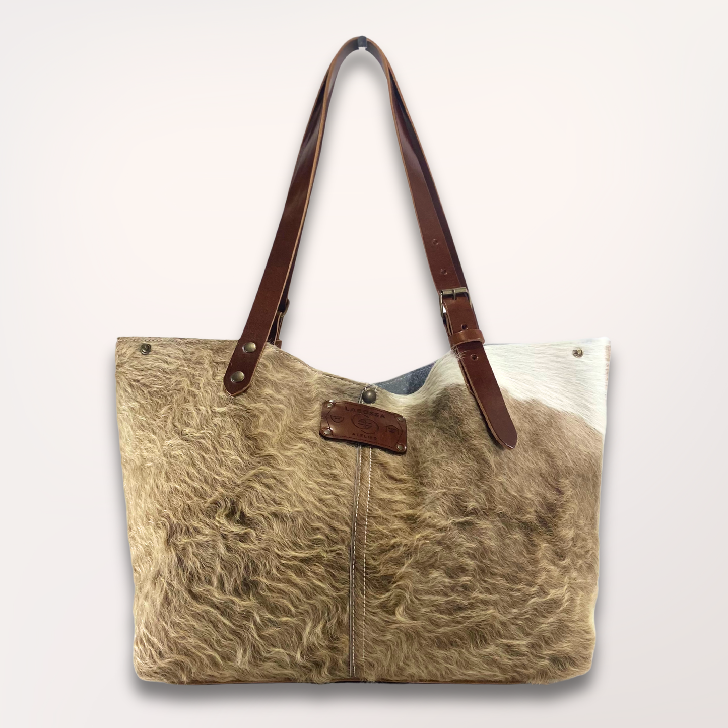 BROWN SWISS NATURAL COWHIDE TOTE BAG #13/072