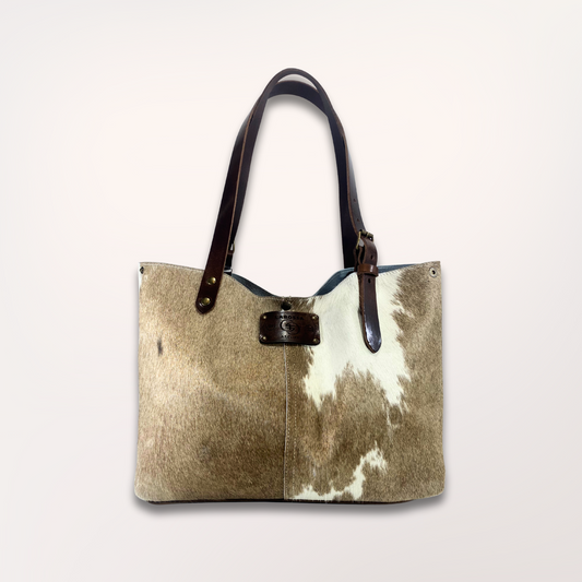SAC CABAS PEAU DE VACHE NATURELLE BROWN SWISS 7