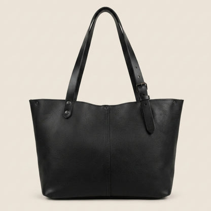 Sac cabas cuir noir Minerva, vue de dos ouvert — Labossa Atelier