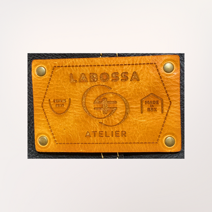 Intérieur brut et pression du cabas cuir Minerva noir & naturel — Labossa Roubaix