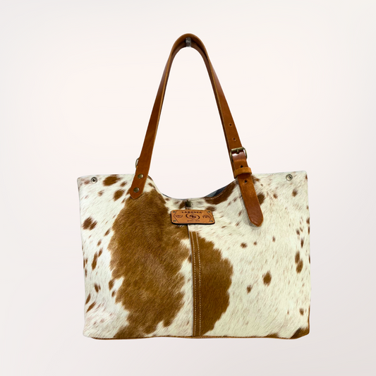 SAC CABAS PEAU DE VACHE NATURELLE MONTBELIARDE #27/045
