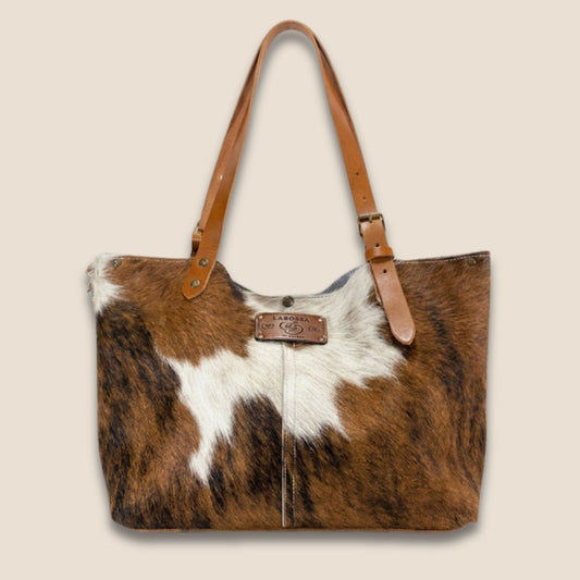 Sac cabas peau de vache Normande #13/114 – vue de face, cuir cognac