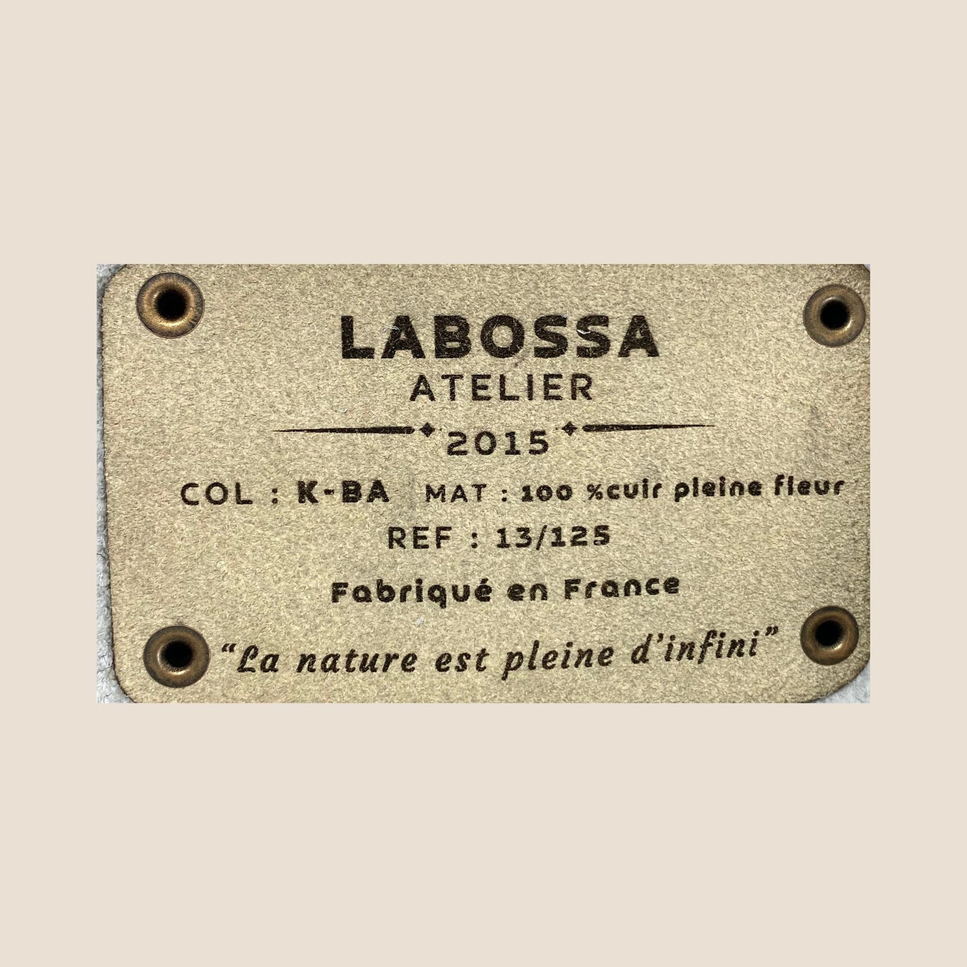 Patch intérieur numéroté #13/125 du cabas Normande – certificat d'authenticité Labossa
