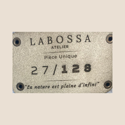 Cabas peau de vache Holstein N°27/128 – patch intérieur numérotation – Labossa Atelier