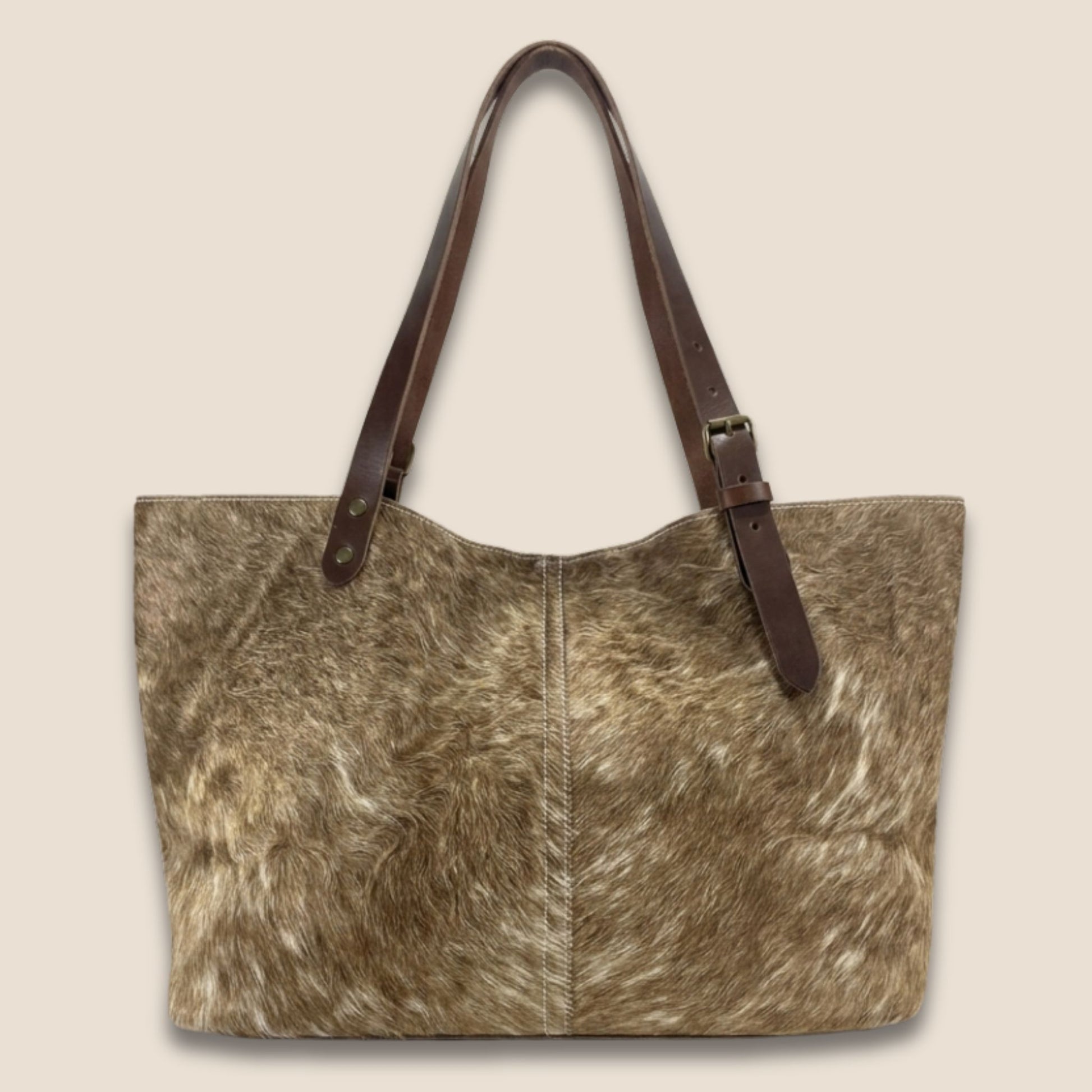 Cabas Labossa Brown Swiss #13/123 – vue de dos ouvert, structure en cuir Primavera 3 mm chocolat