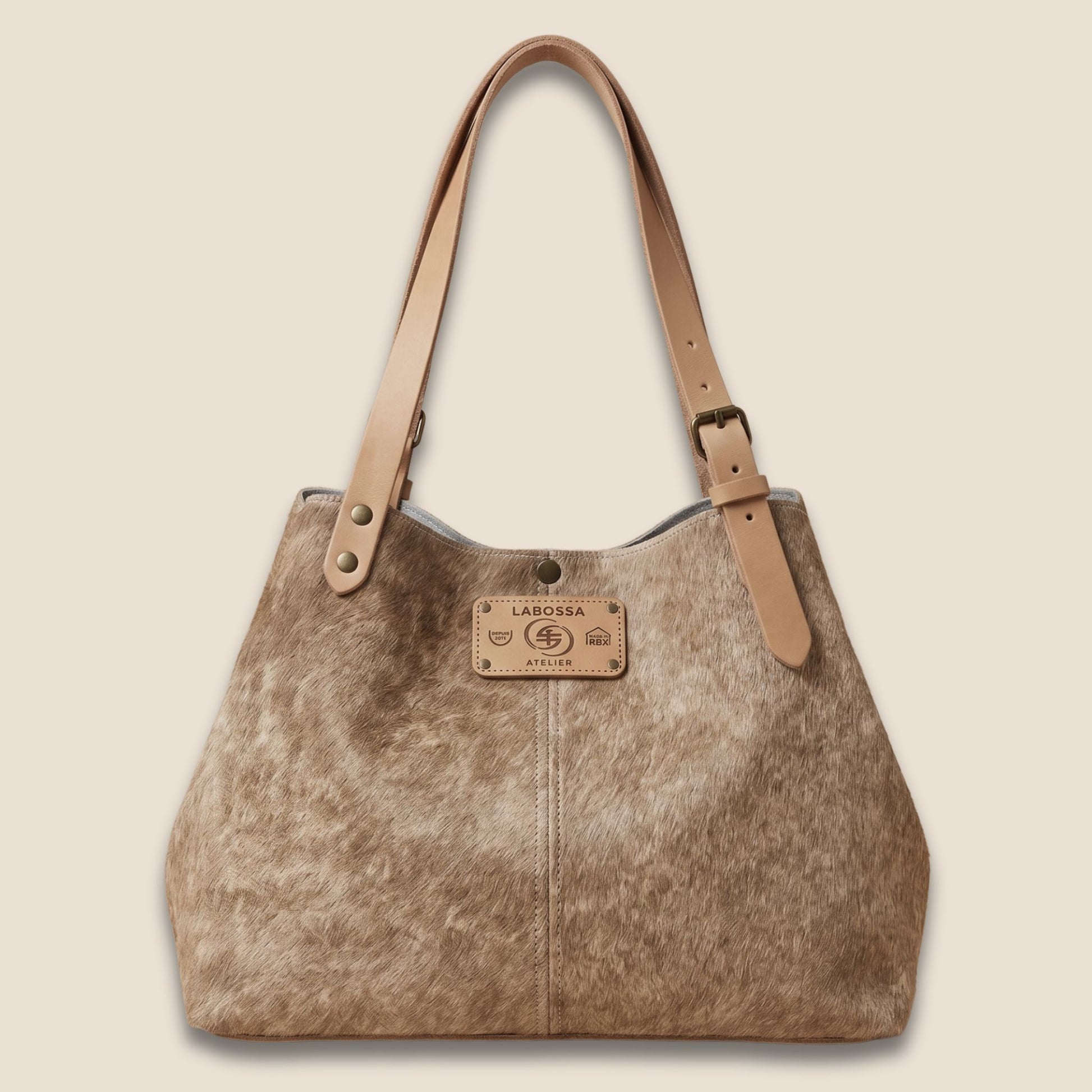 Cabas Brown Swiss #13/134 forme réduite, vue de face – Labossa Atelier