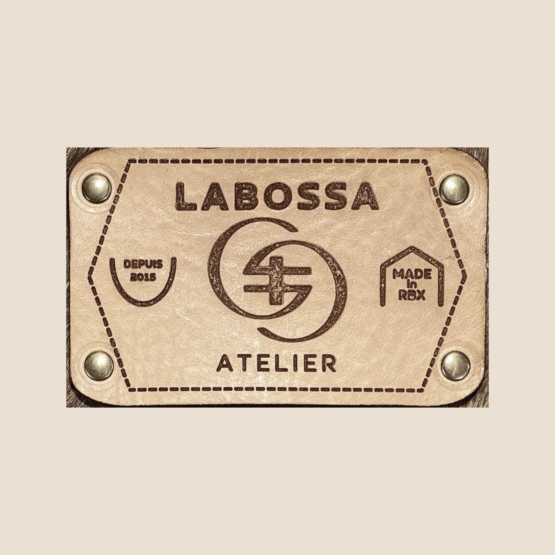Patch extérieur en cuir noir du cabas Brown Swiss #13/134 – Labossa Atelier