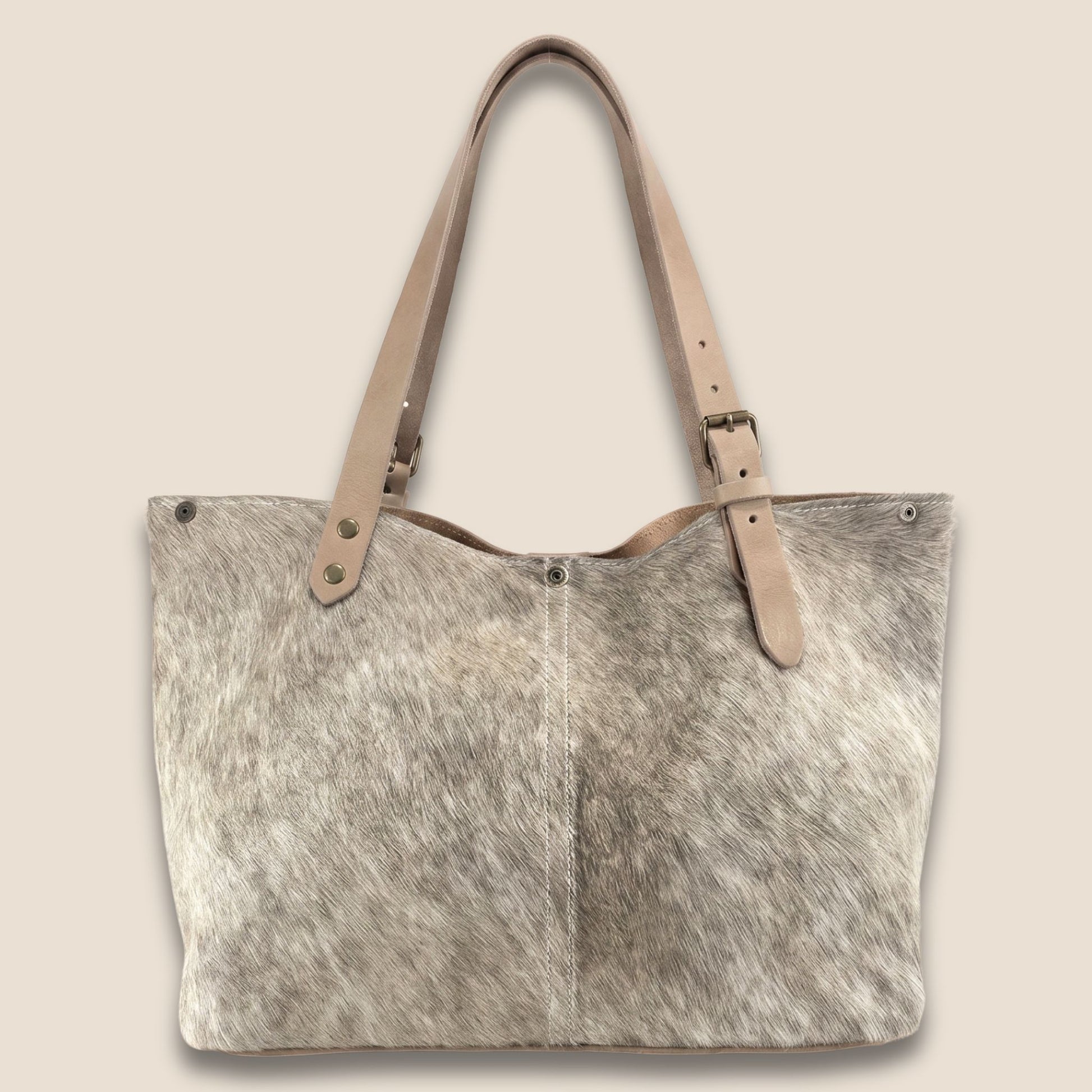 Cabas peau de vache Brown Swiss #27/131 – vue de dos – anses cuir naturel
