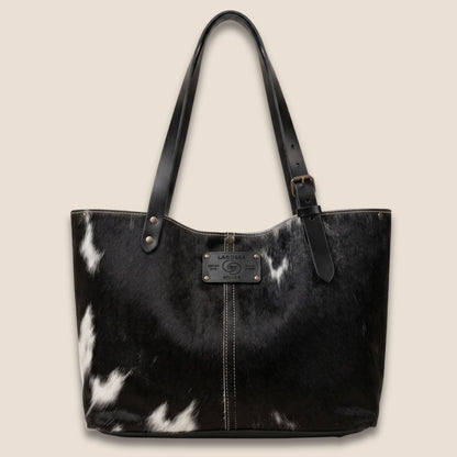 Cabas peau de vache Holstein naturelle #13/130 – vue de face – Labossa Atelier