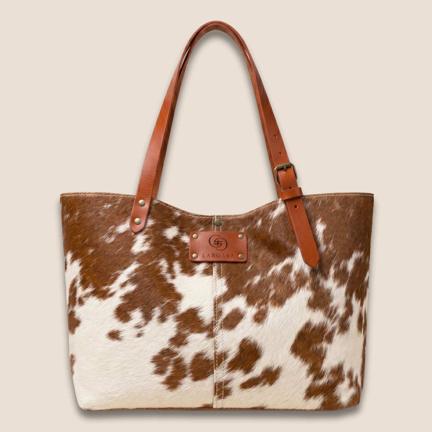 Cabas peau de vache Montbéliarde N°27/134 – vue de face – Labossa Atelier