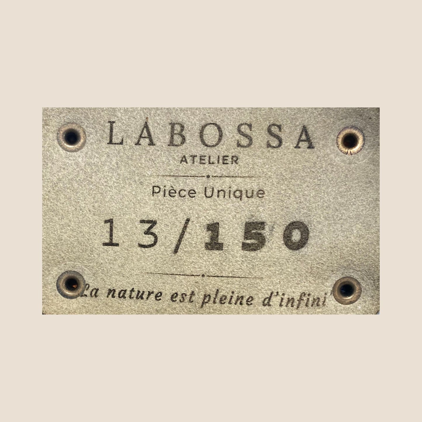 Patch intérieur en cuir gravé « pièce unique » du cabas #13/150