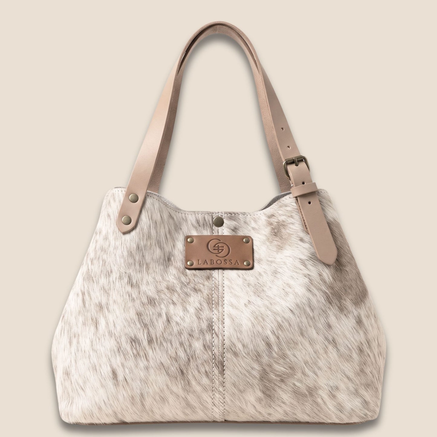 Cabas Brown Swiss beige #27/145 vu de face, forme resserrée