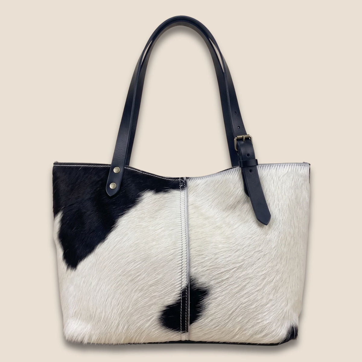 Dos du cabas Holstein #13/157, peau de vache naturelle noir et blanc