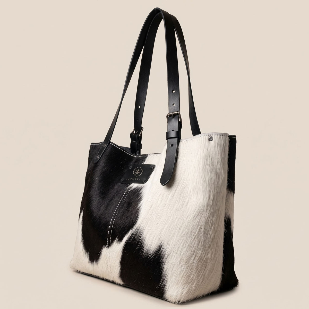 Cabas en peau de vache Holstein #13/157, vue de profil