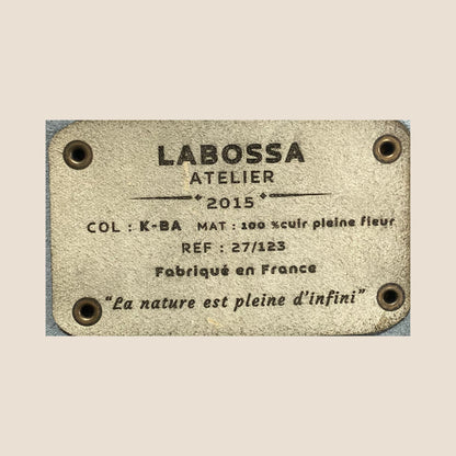 Cabas peau de vache Vosgienne #27/123 – Gros plan patch intérieur pièce unique