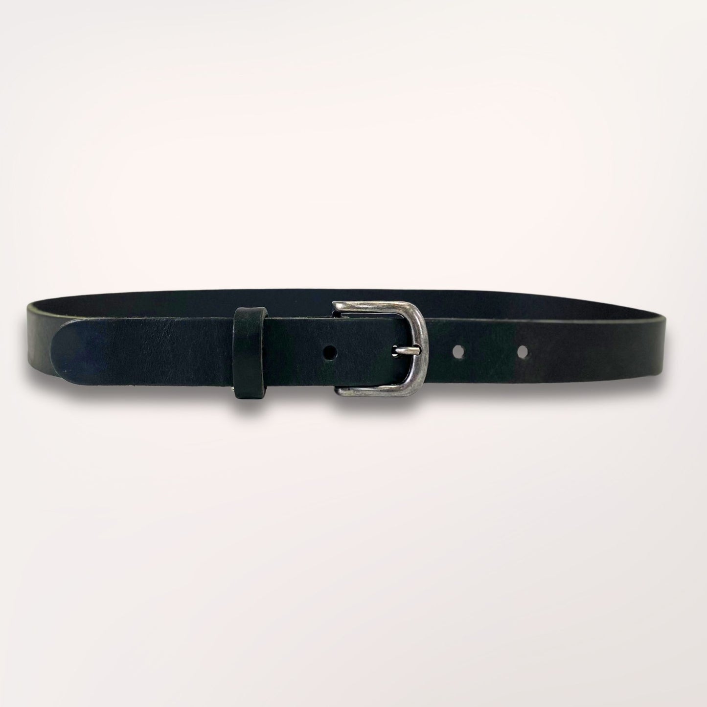 Ceinture en cuir noir véritable Asphalte Labossa 30mm, boucle minimaliste et cuir pleine fleur.
