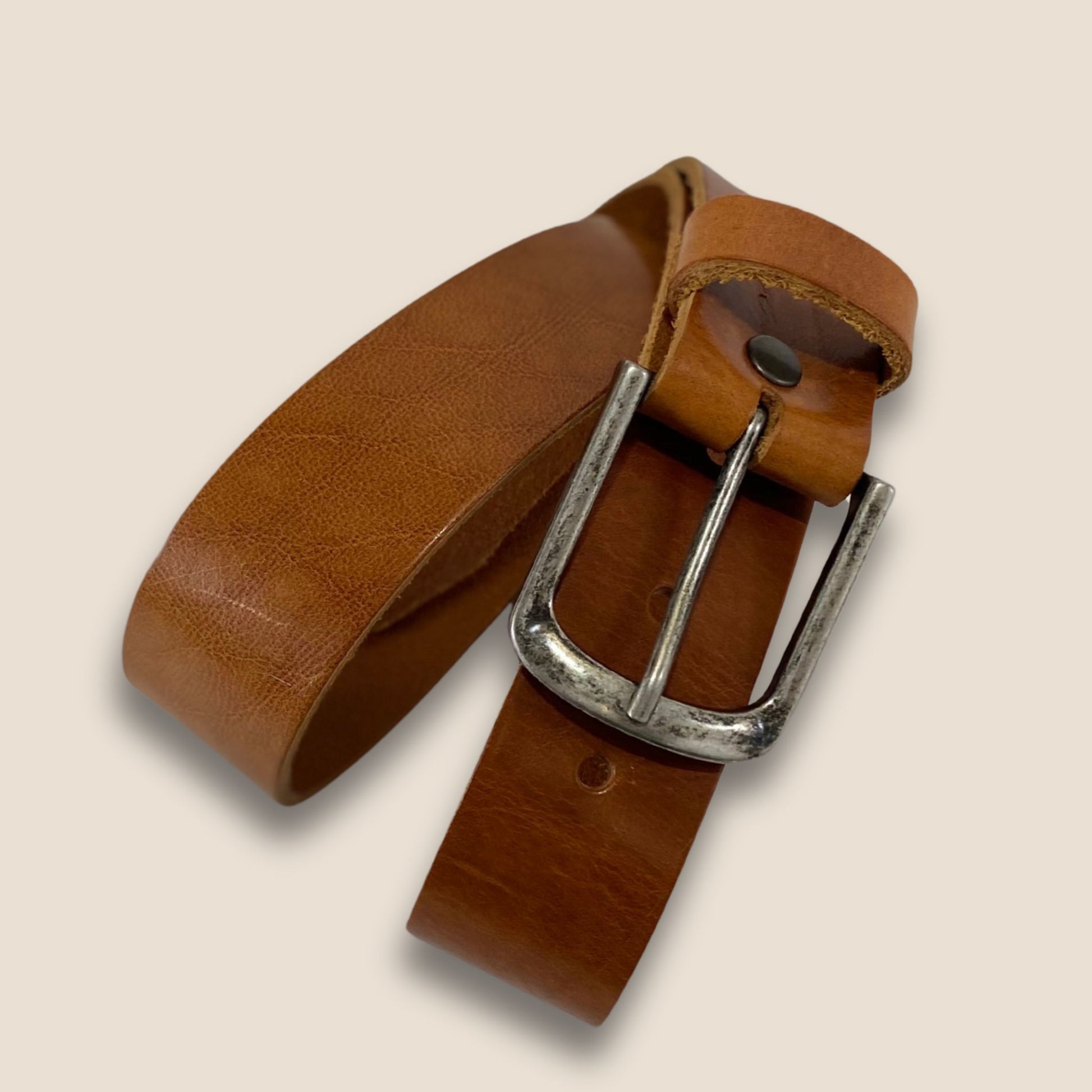 Ceinture cuir Primavera cognac 40 mm enroulée — cuir pleine fleur Labossa