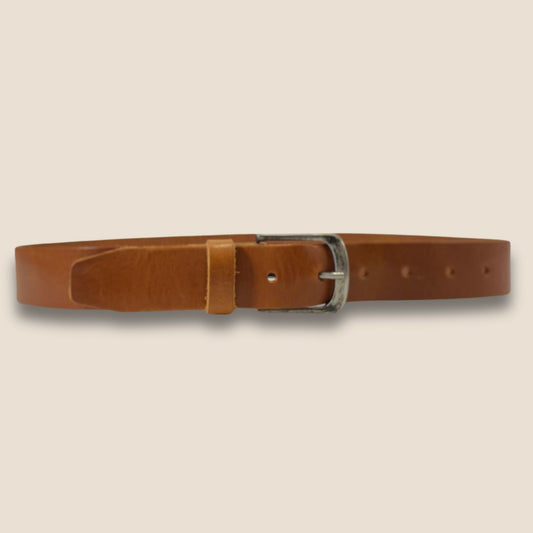 Ceinture cuir Primavera cognac 40 mm — vue studio, Labossa Atelier Roubaix