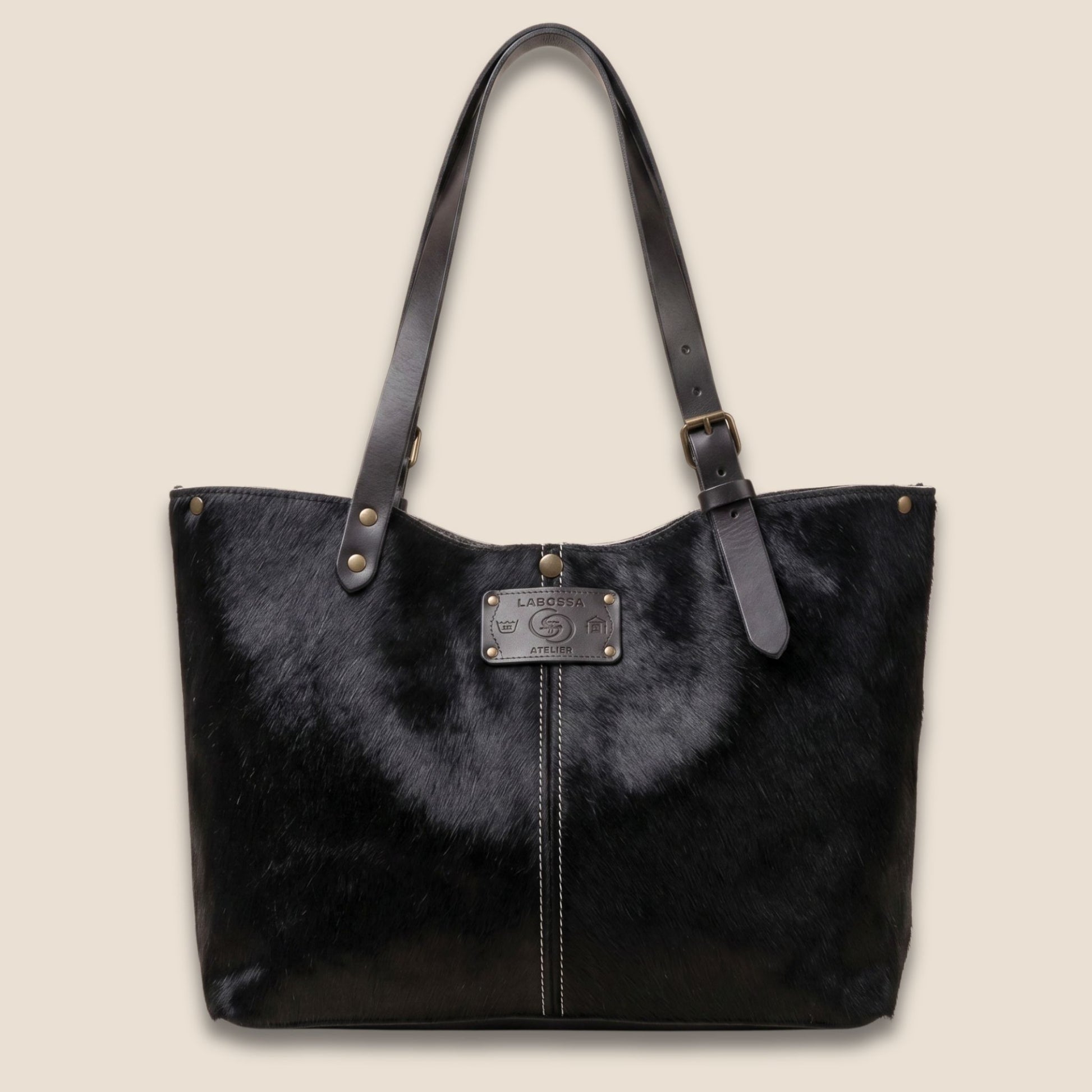 Cabas peau de vache Holstein N°27/128 – vue de face – Labossa Atelier