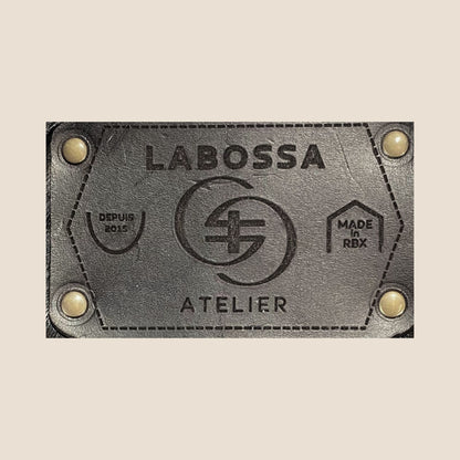 Cabas peau de vache Holstein N°27/128 – patch extérieur cuir noir – Labossa Atelier