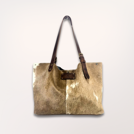 SAC CABAS PEAU DE VACHE NATURELLE BROWN SWISS 6