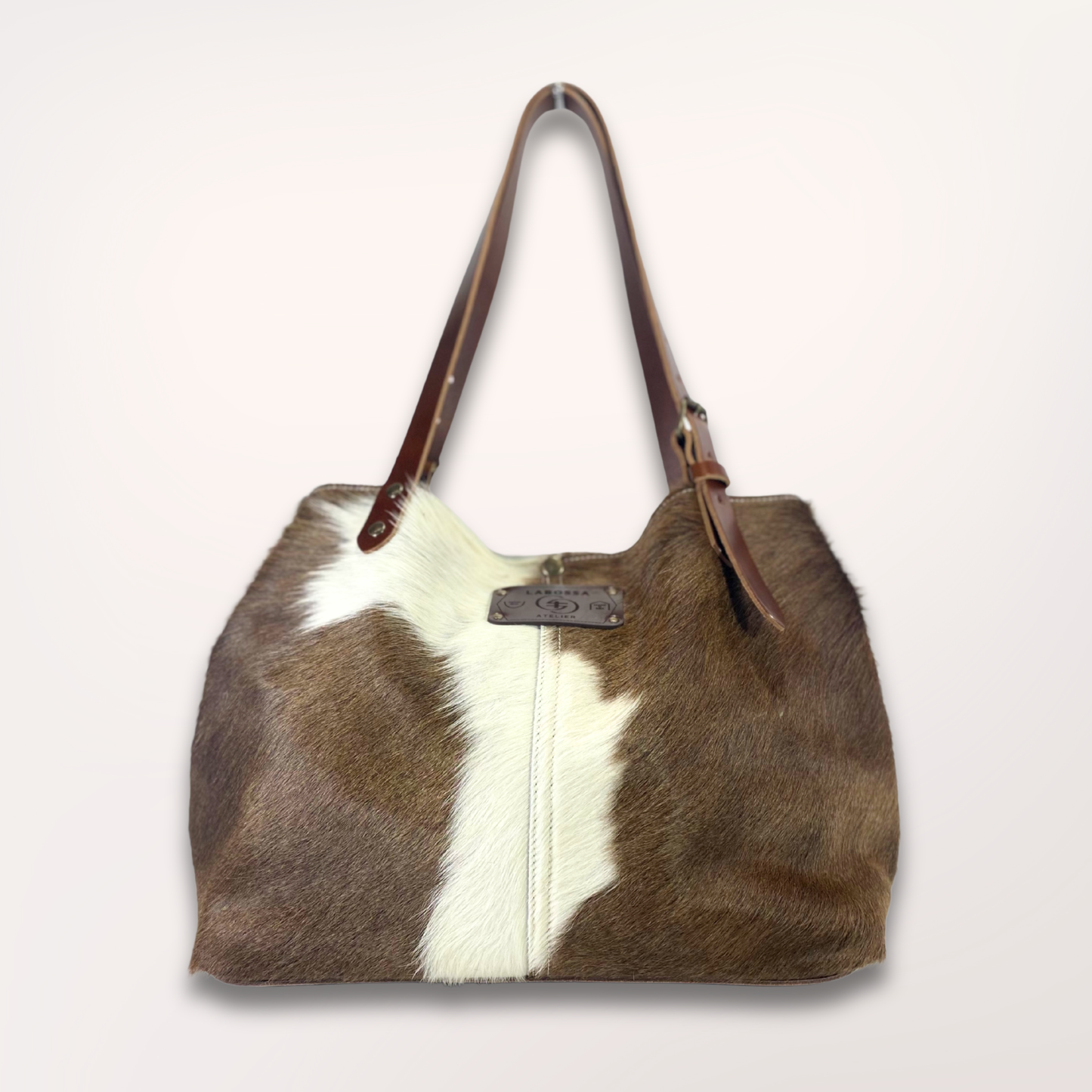SAC CABAS PEAU DE VACHE NATURELLE BROWN SWISS #13/072