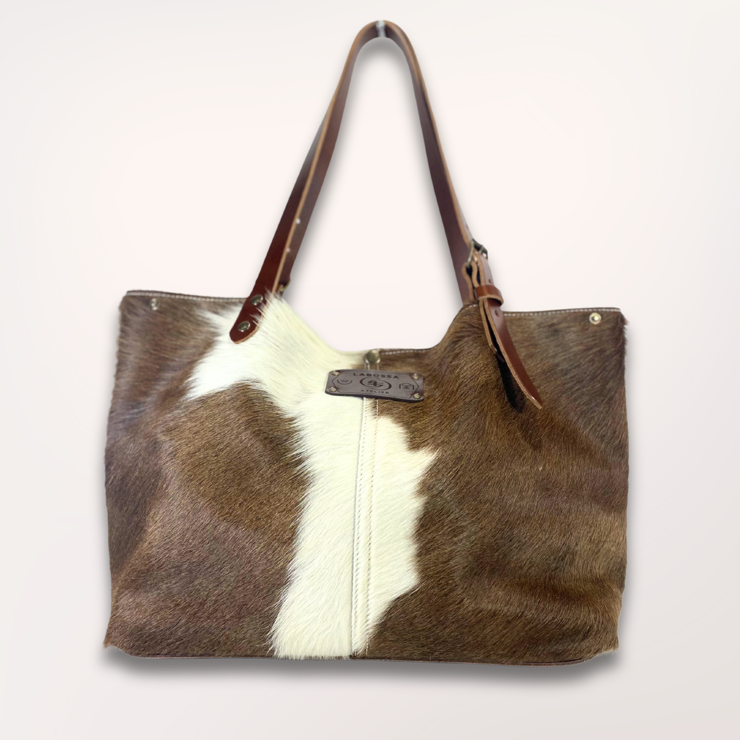 SAC CABAS PEAU DE VACHE NATURELLE BROWN SWISS #13/072