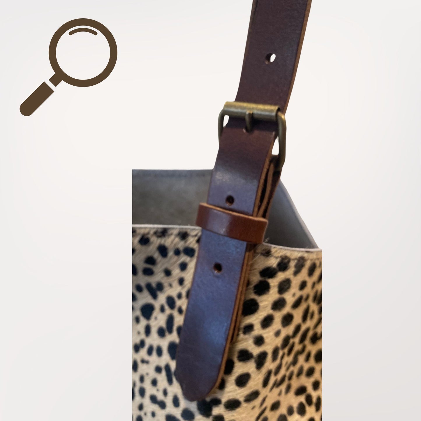 sac cabas en cuir de peau de vache véritable façon panthère