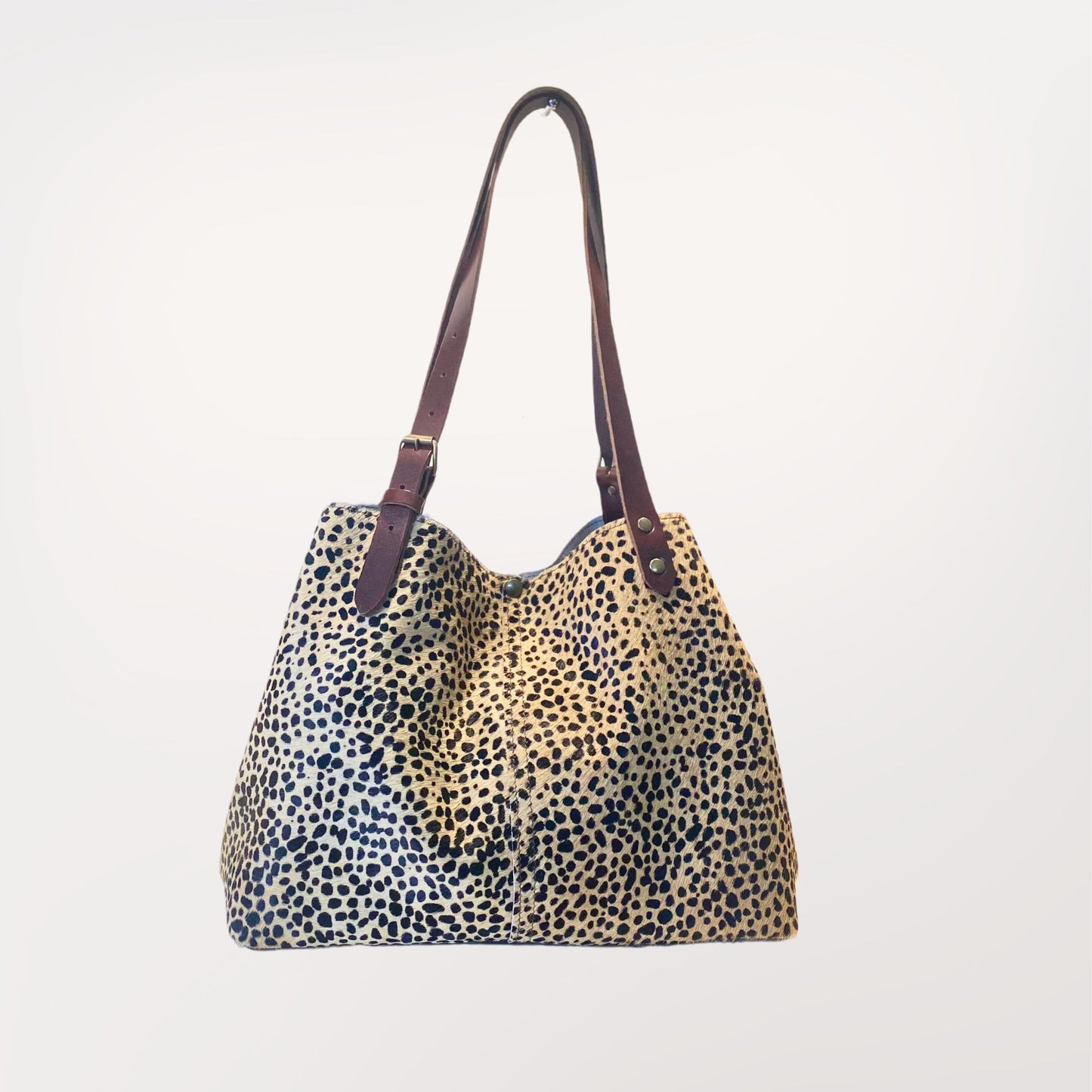 sac cabas en cuir de peau de vache véritable façon panthère